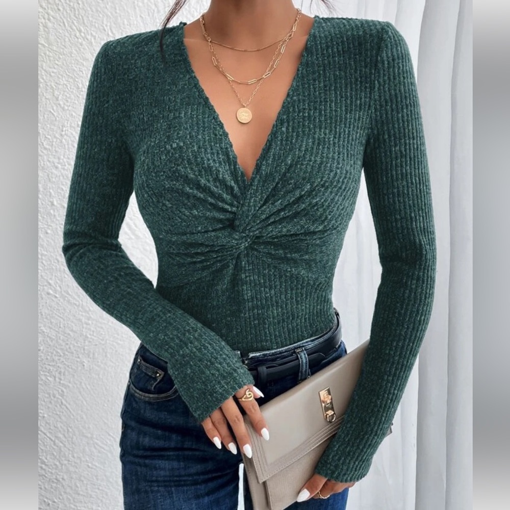 Privé Twist Front Ribbed Knit Tee